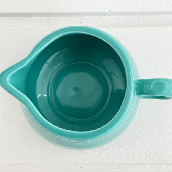 Fiesta Fiestaware Persimmon Figure 8 Tray With Turquoise Cream & Sugar Bowls - Picture 8 of 9